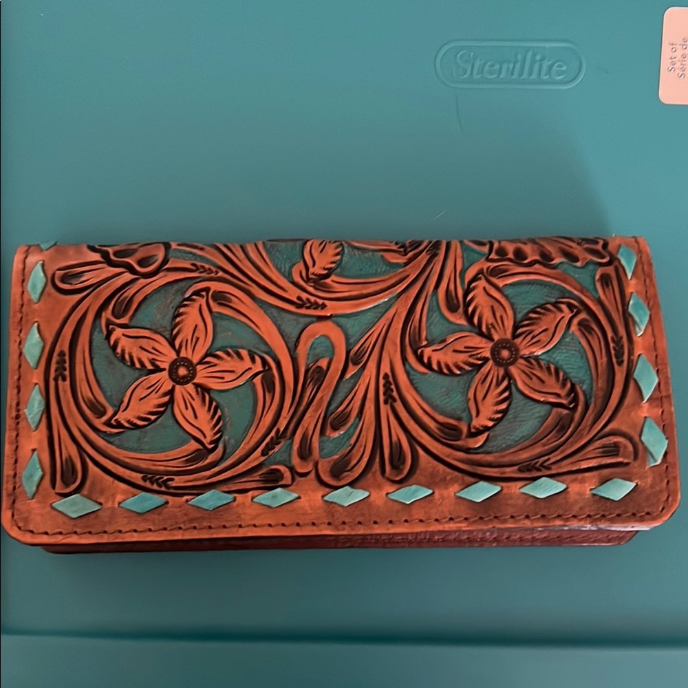 Floral Tooled Leather Wallet